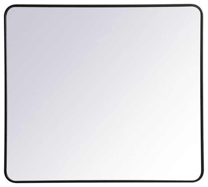 Elegant Decor Evermore 36x40" Soft Corner Metal Rectangular Mirror in Black