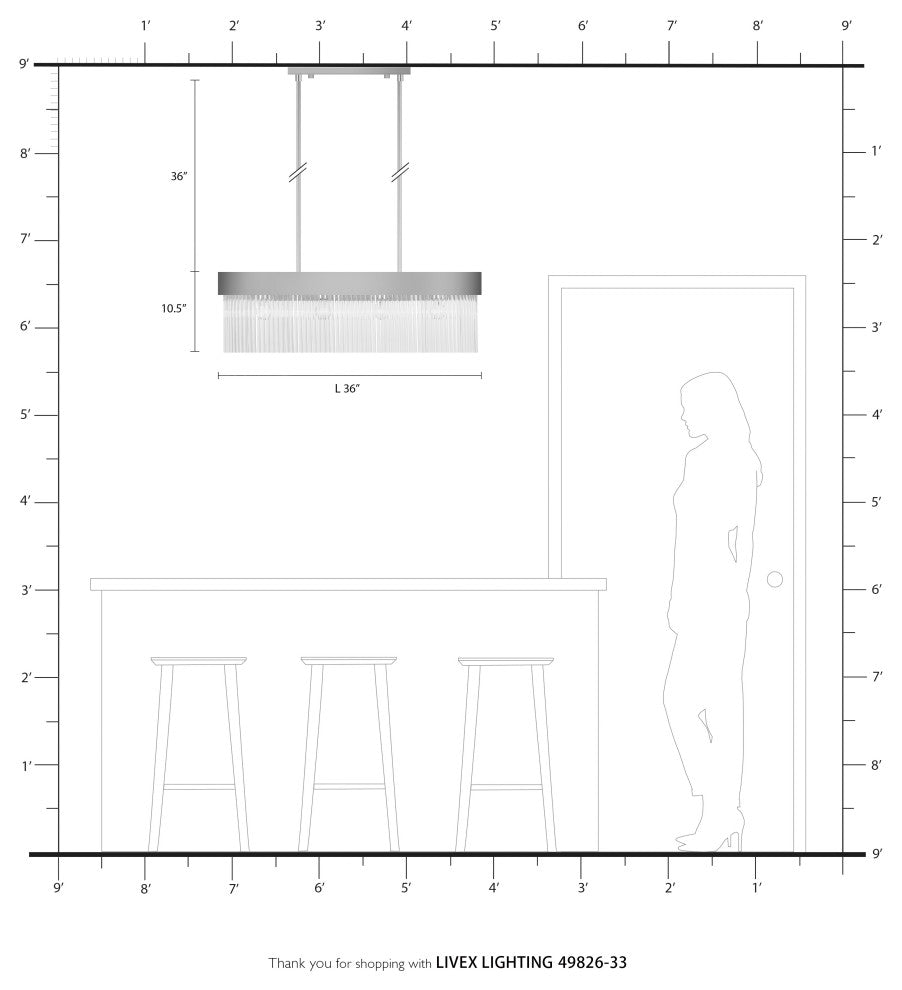 Livex Lighting Norwich 4 Light Soft Gold Linear Chandelier