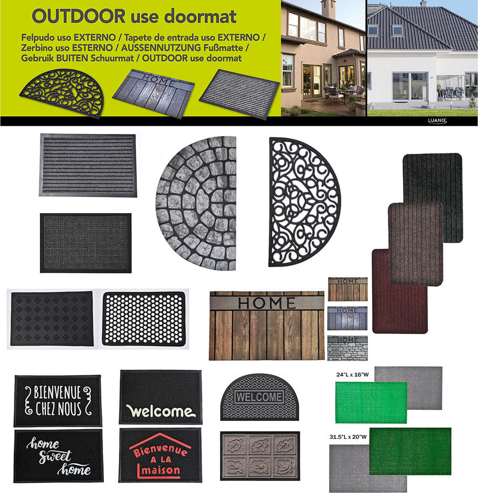 Outdoor Front Door Mat Home Wood Flooring Rubber Rug 30x18 Grey