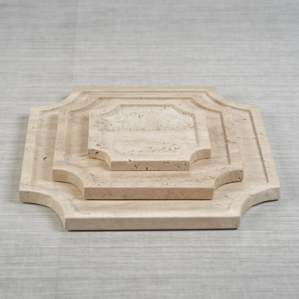 Zahava Travertine Stone Tray, Medium