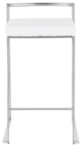 Fuji Contemporary Stackable Counter Stool in Stainless Steel with White Velvet C