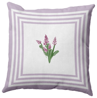 Framed Bouquets Decorative Throw Pillow, Light Purple, 26"x 26"