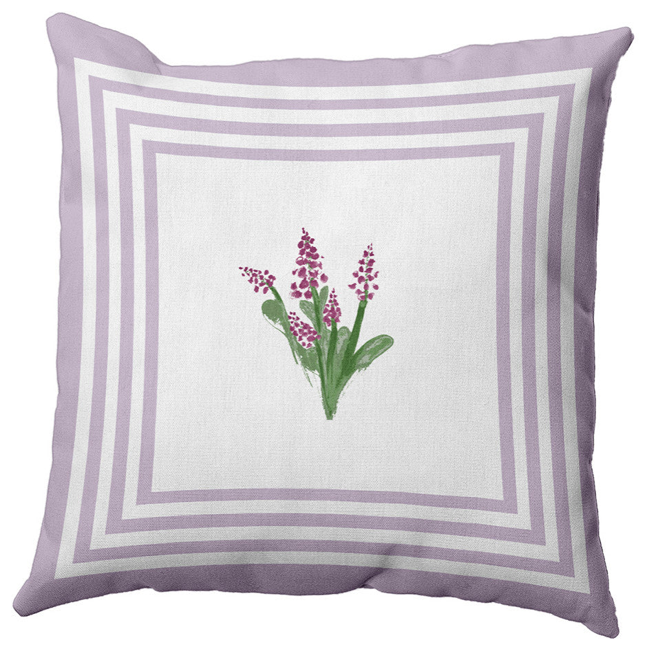 Framed Bouquets Decorative Throw Pillow, Light Purple, 26"x 26"