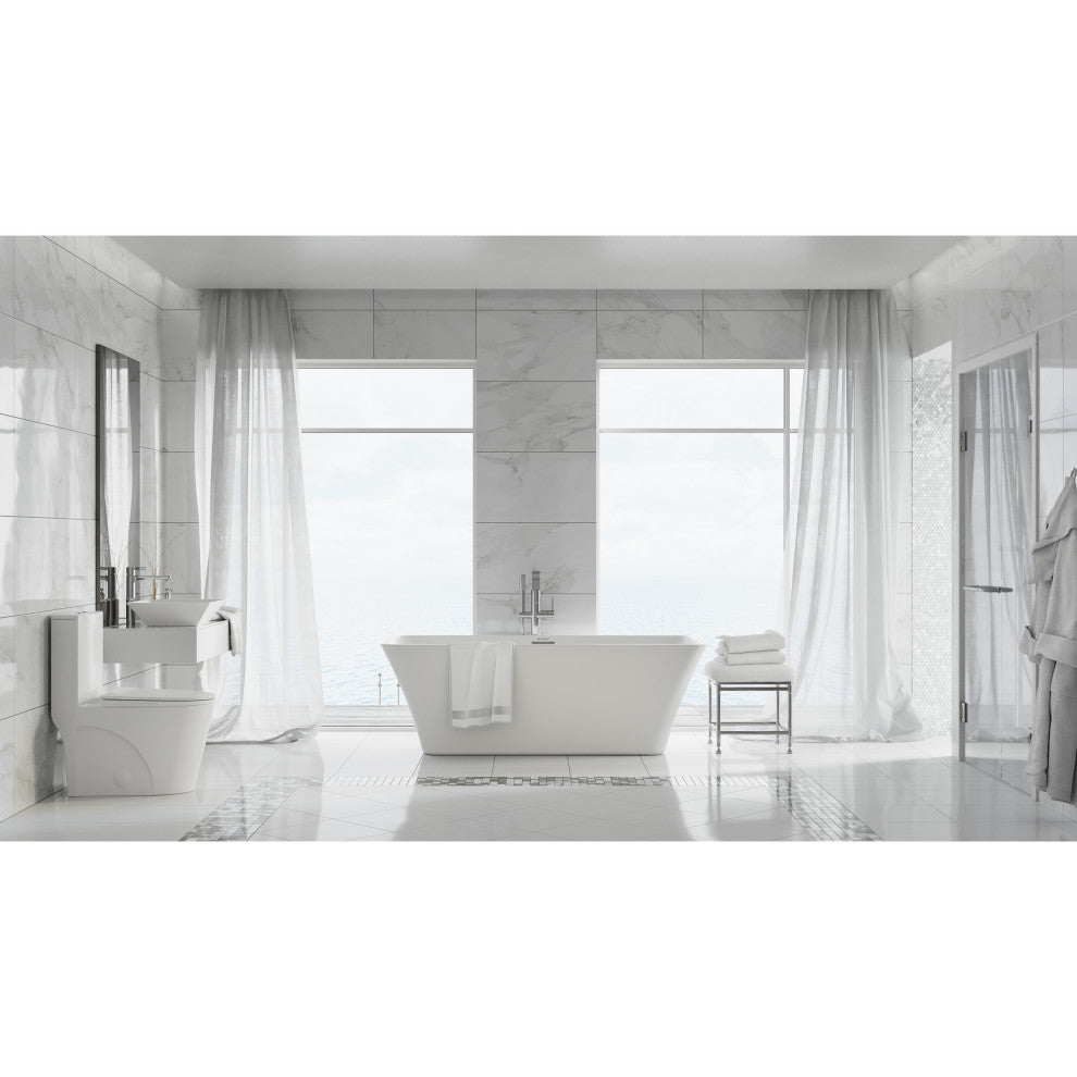 St. Tropez Elongated Toilet, Dual Vortex Flush, Glossy White