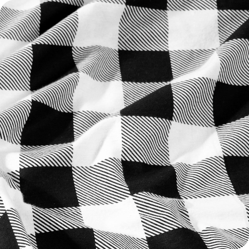 Bare Home Cotton Flannel Sheet Set, Buffalo Plaid - White/Black, Twin