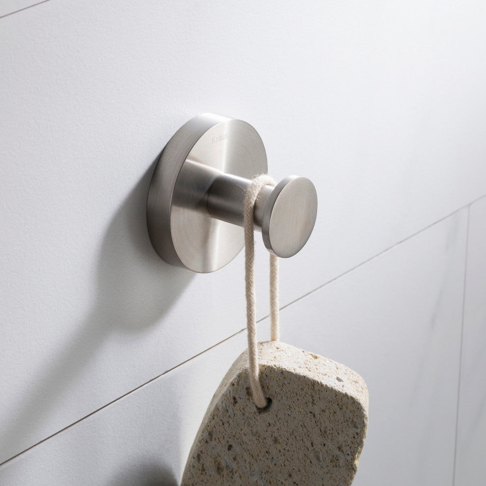 Elie Bathroom Robe and Towel Hook, Brushed Nickel