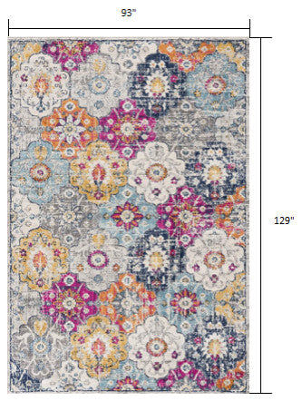 8"x11" Rust Distressed Floral Area Rug