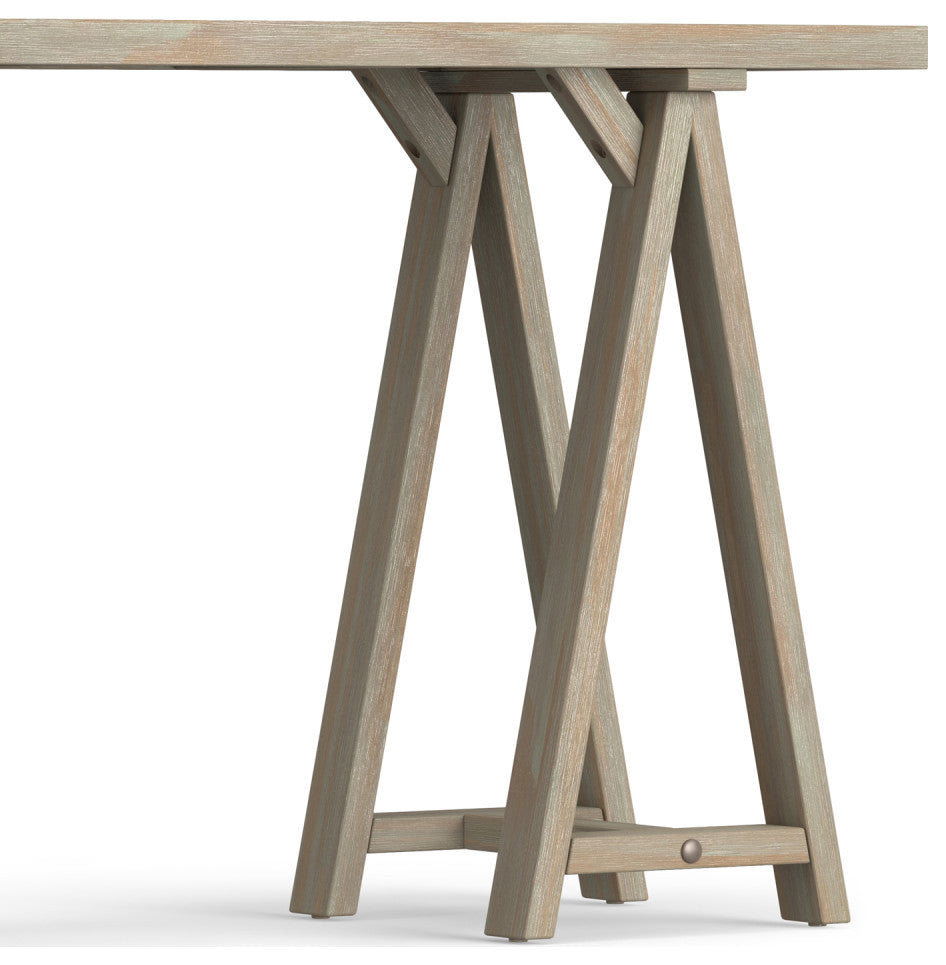 Sawhorse Solid Wood 50" Modern Console Sofa Table, Distressed Gray