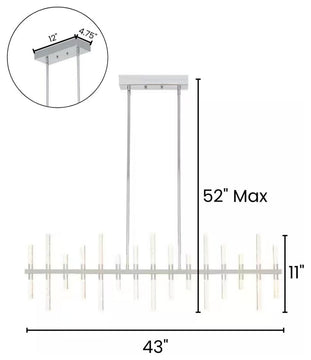 Alsy 43"W Modern Chic LED Chrome Finish Island Pendant Dining Light Fixture