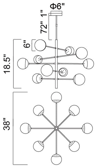Compass 10 Light Chandelier With Medallion Gold Finish