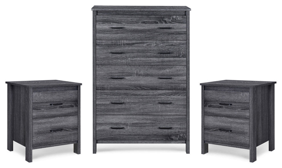 Titeca Contemporary 3 Piece Dresser and Nightstand Set, Sonoma Gray Oak