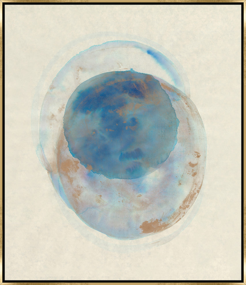 30x35 Mavi Daire II, Framed Artwork, Gold