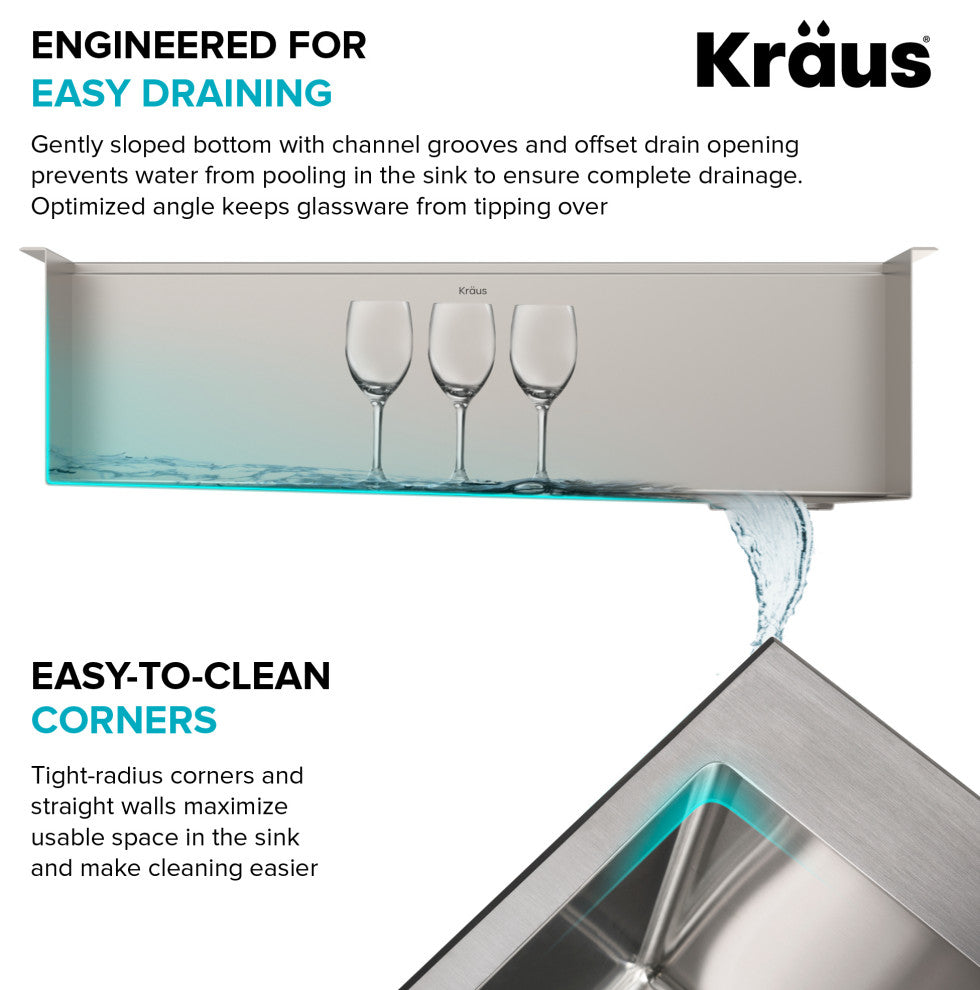 Undermount Stainless Steel Kitchen Sink With Garbage Disposal, 32" Kwu110-32