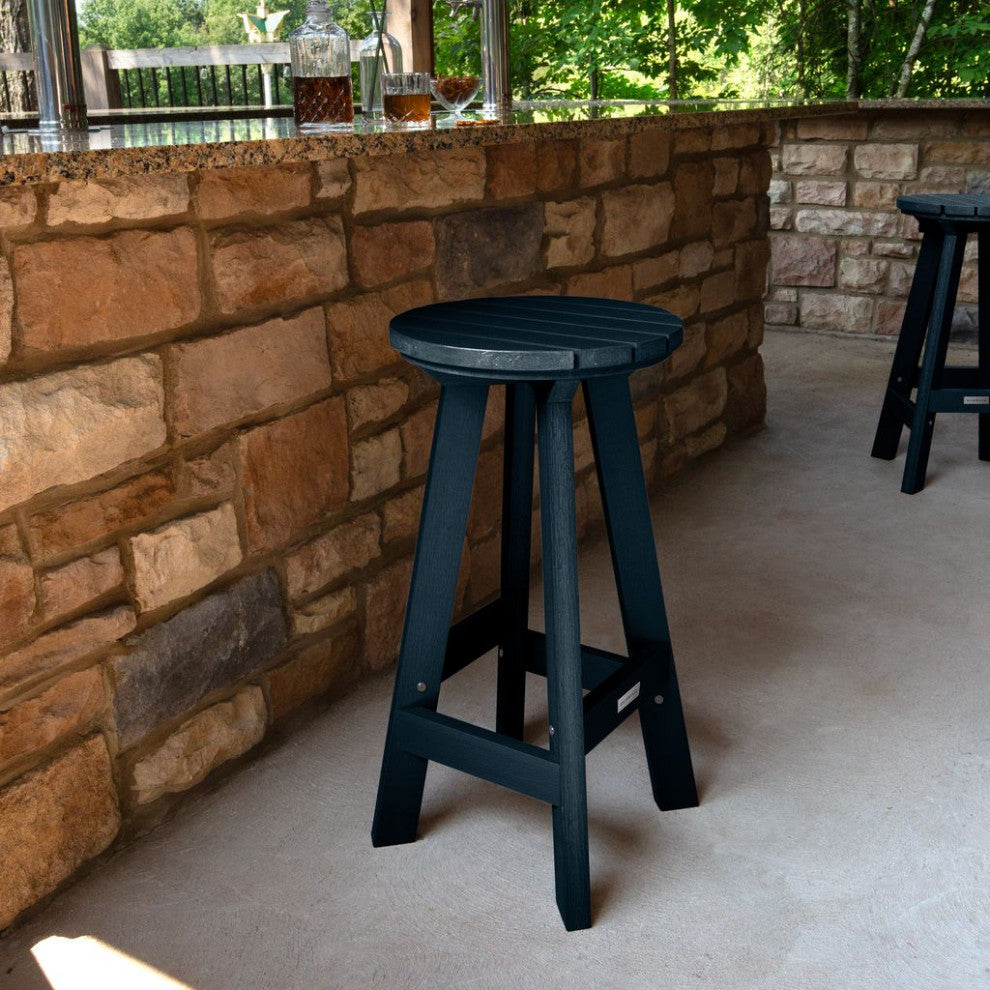 Birch Round Bar Height Stool, Federal Blue