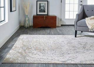 Weave & Wander Frida Distressed Abstract Watercolor Rug, Ivory/Gray, 2'1"x3'
