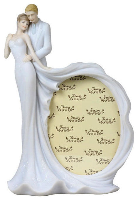 Loving Couple Sculpture Picture Frame- White