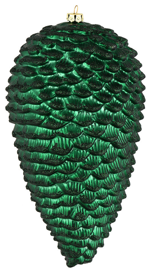 Vickerman N187374D 10" Midnight Green Matte Glitter Pinecone Christmas Ornament