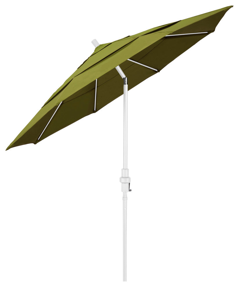 11' Matted White Collar Tilt Lift Fiberglass Rib Aluminum Umbrella, Pacifica, Ginkgo