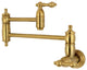 Kingston Brass Wall Mount Pot Filler Kitchen Faucet, Brushed Brass