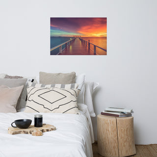 Surreal Wooden Pier At Sunset Intrigued Landscape Photo Loose Wall Art Print, 24" X 36"