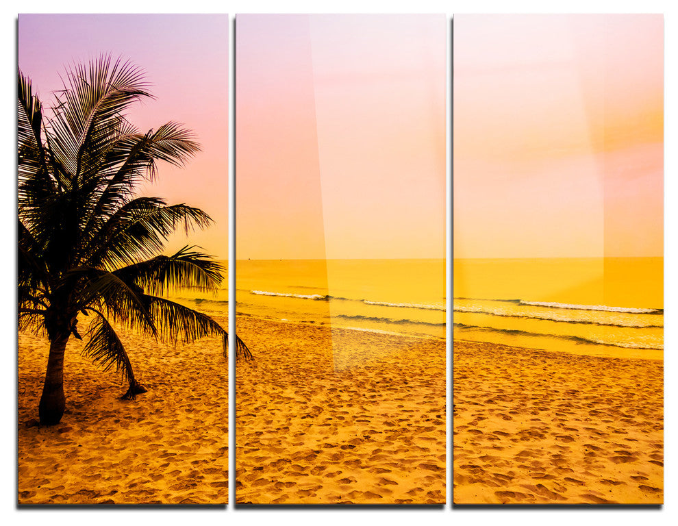 "Coconut Tree Silhouette" Photography Metal Wall Art, 3 Panels, 36"x28"