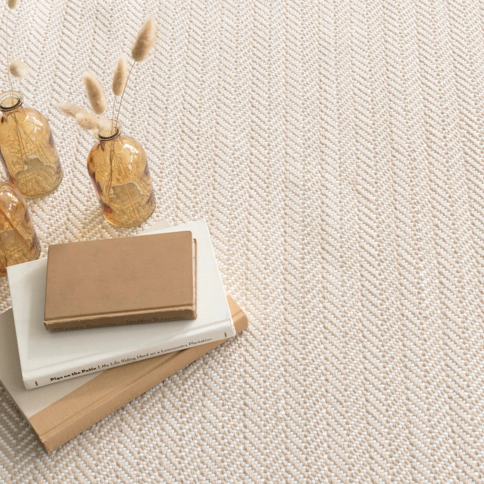 Dash & Albert Herringbone Linen/White Handwoven Indoor/Outdoor Rug, 8' x 10'