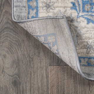 Modern Persian Moroccan Gray/Blue 6' Square Area Rug