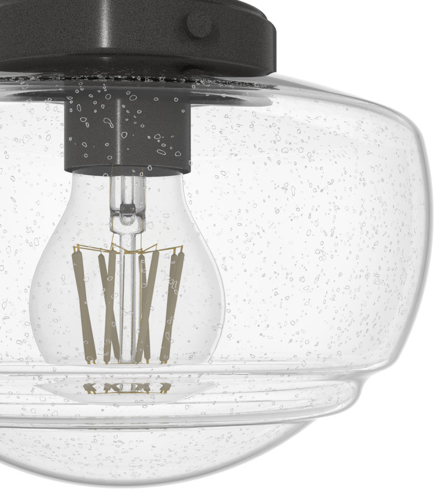 Saddle Creek Noble Bronze, Clear Seeded Glass 1 Light Mini Flush Mount Light