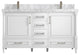 Aberdeen 60 Double Bathroom Vanity in White 2" Carrara Marble