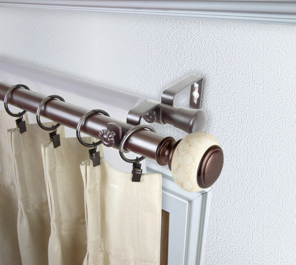 Hadley 1" Diameter Double Curtain Rod, Bronze, 120-170"