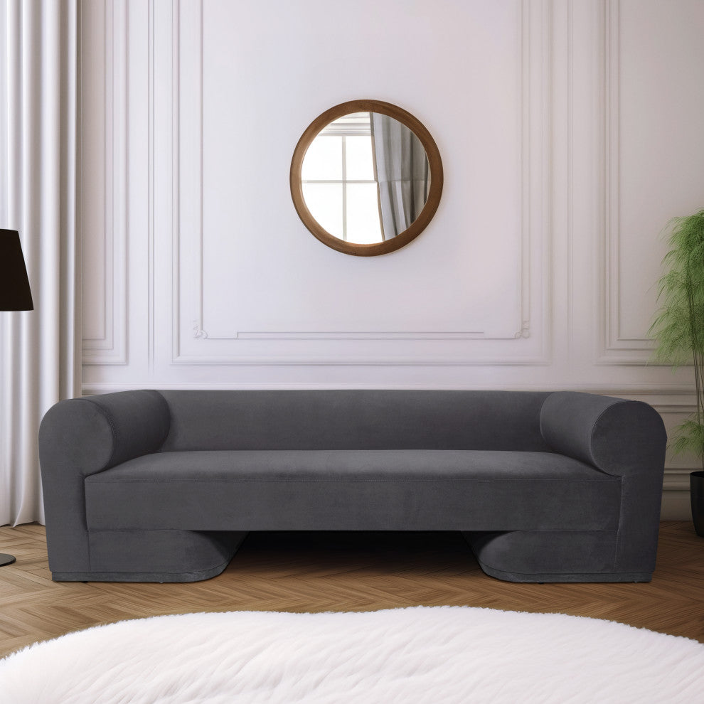 Modern Sofa - Black Oak Base, Gunmetal