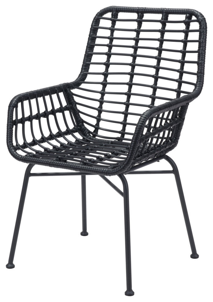 Dining Chair, Set of 2, Aluminum, Metal, Black, Outdoor Patio Balcony Garden
