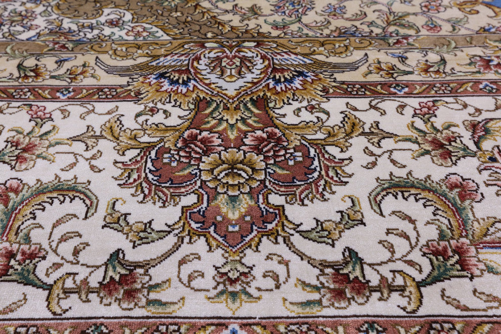 9' 0" X 12' 0'' Hand Knotted High End Persian 100% Silk Rug Q4787