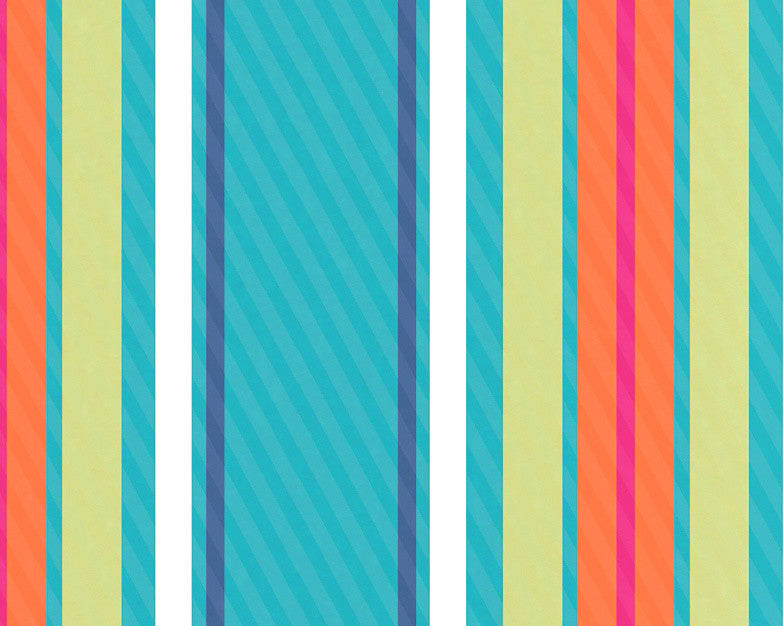 Multi-Stripe, Stripe Print Kitchen Towel, Turquoise
