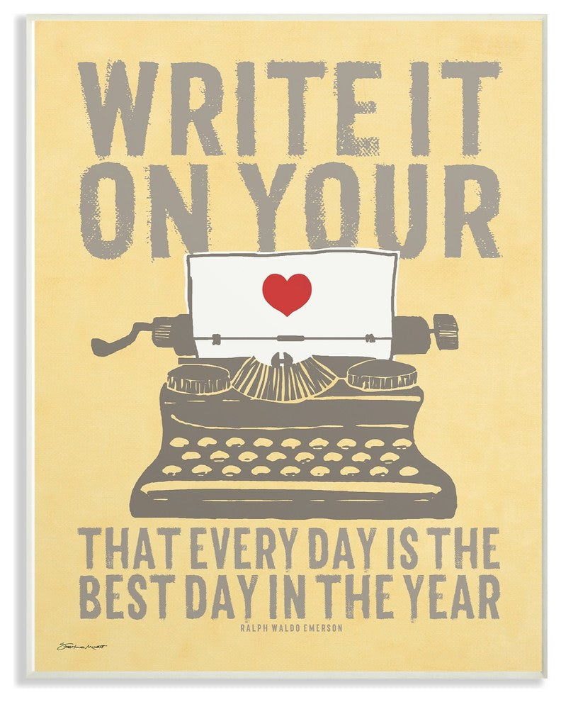 Stupell Ind. Write It On Your Heart Typewriter Wall Plaque, 13x19