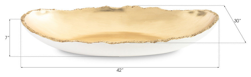 Broken Egg Bowl, White and Gold Leaf, Extra Large