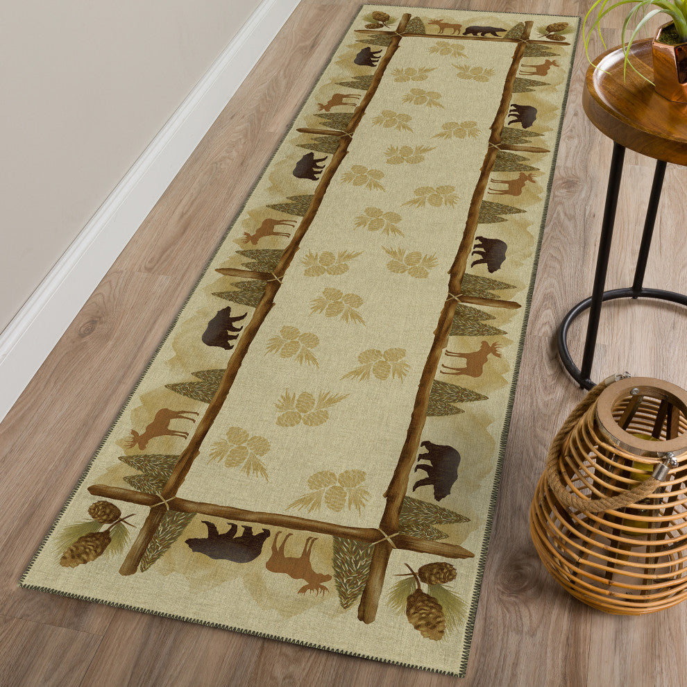 Indoor/Outdoor Excursion EX2 Beige Machine Washable 2'3" x 7'6" Runner Rug