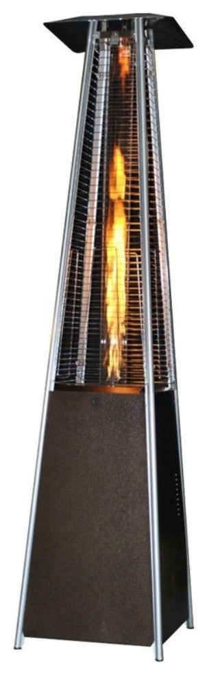 Square Flame Variable Patio Heater, Golden Hammered Finish, Golden Hammered