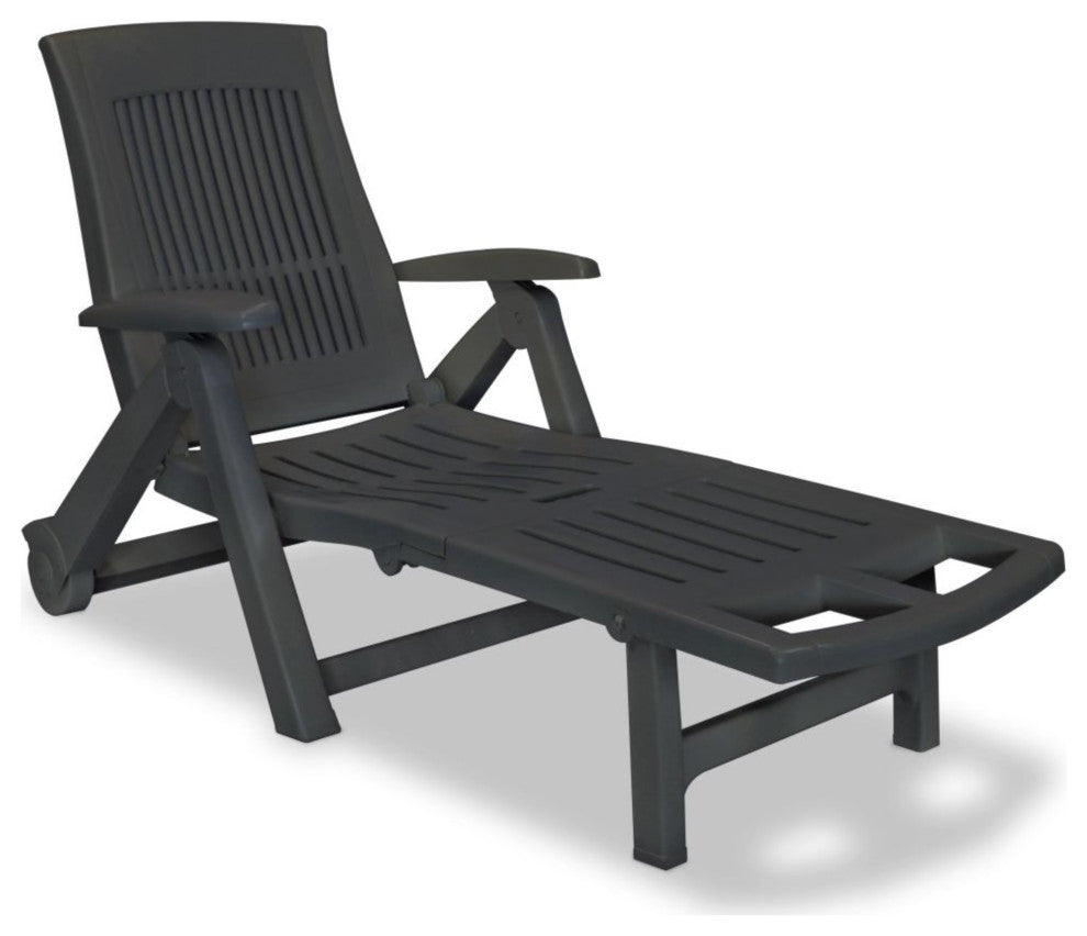 vidaXL Sun Lounger With Footrest Plastic Anthracite