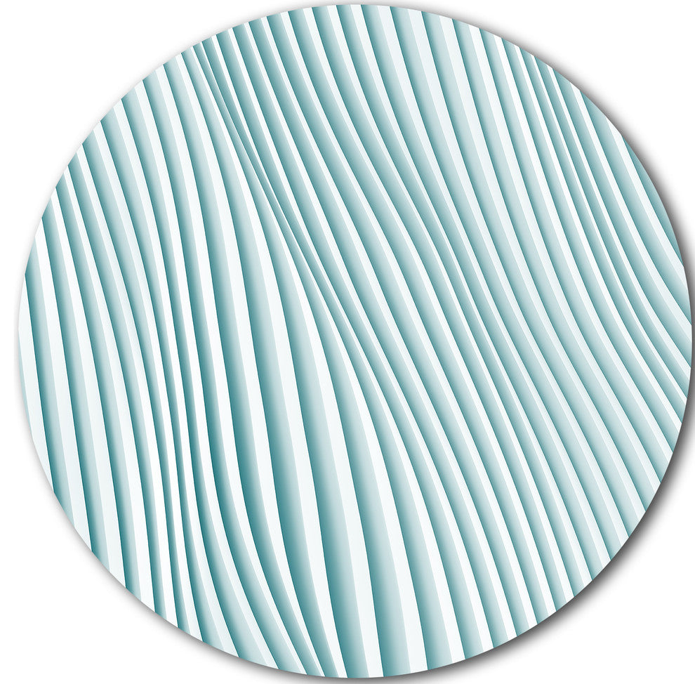Fractal Small Blue 3D Waves, Abstract Art Round Wall Art, 11"
