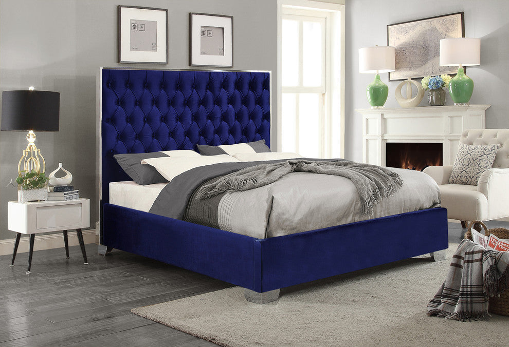 Lexi Velvet Bed, Navy, Queen
