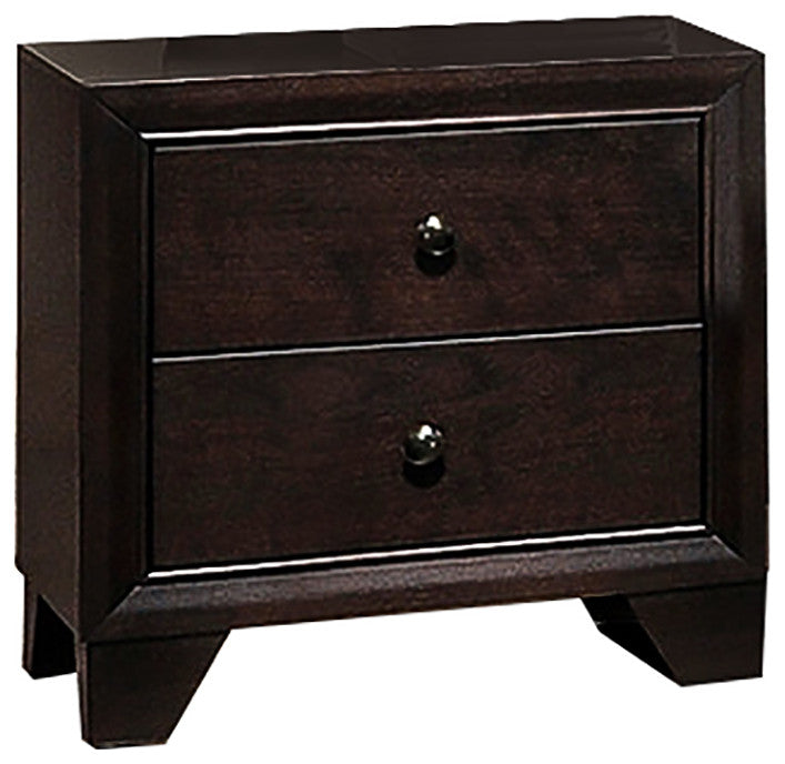 2-Drawer Rubber Wood Brown Nightstand