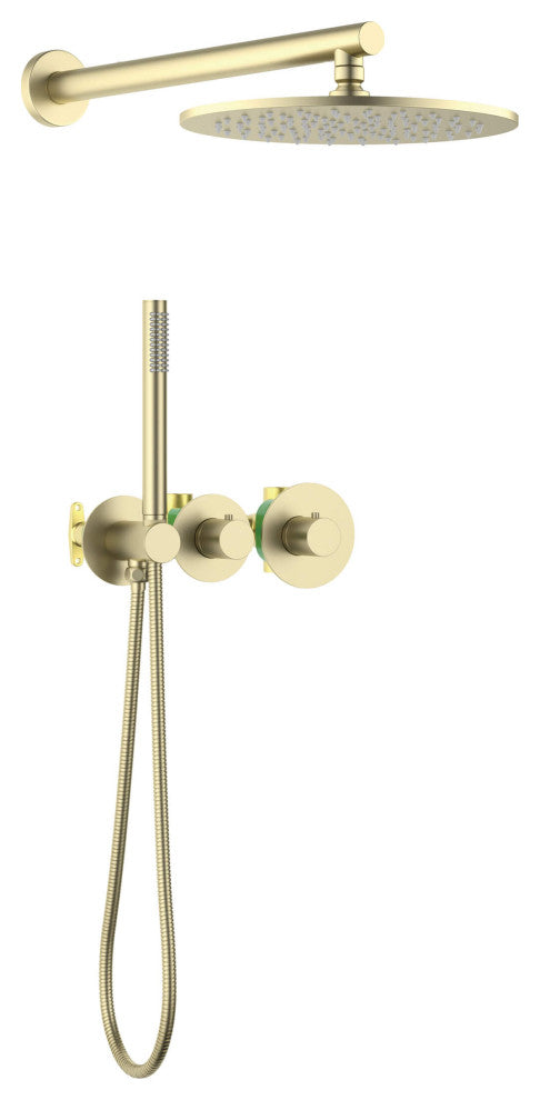 Circular 2 Function Thermostatic Shower System, Rough, Valve, Brushed Gold