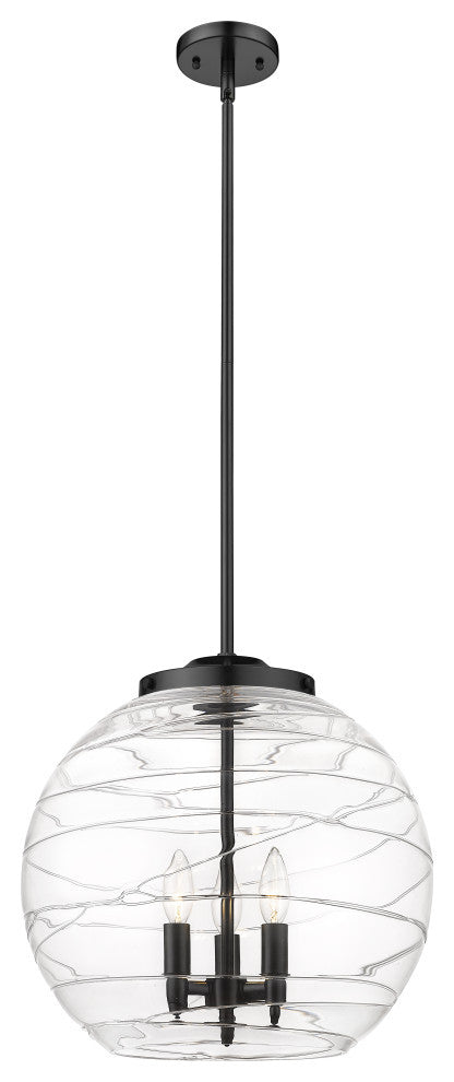 Deco Swirl Pendant, Matte Black, Clear Deco Swirl, Clear Deco Swirl