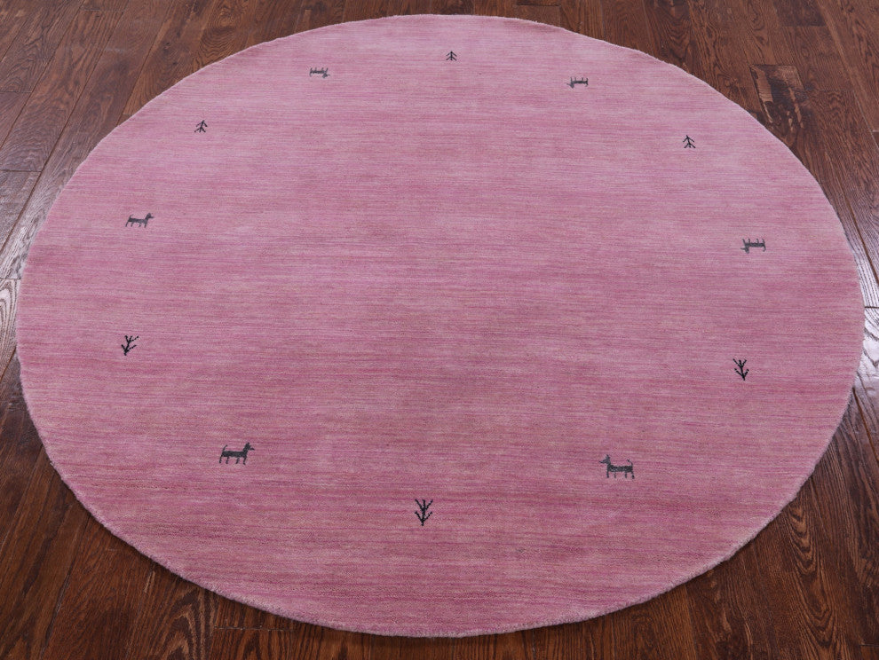 6' Round Persian Gabbeh Hand Knotted Wool Rug - Q15301