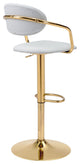 Bar Stool Chair Barstool, Faux Vinyl Leather, Steel, White, Gold, Cafe Bistro