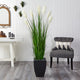 64" Wheat Plume Grass Artificial Plant, Black Planter