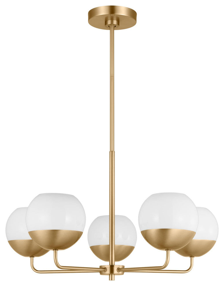 Alvin Five Light Chandelier, Satin Brass