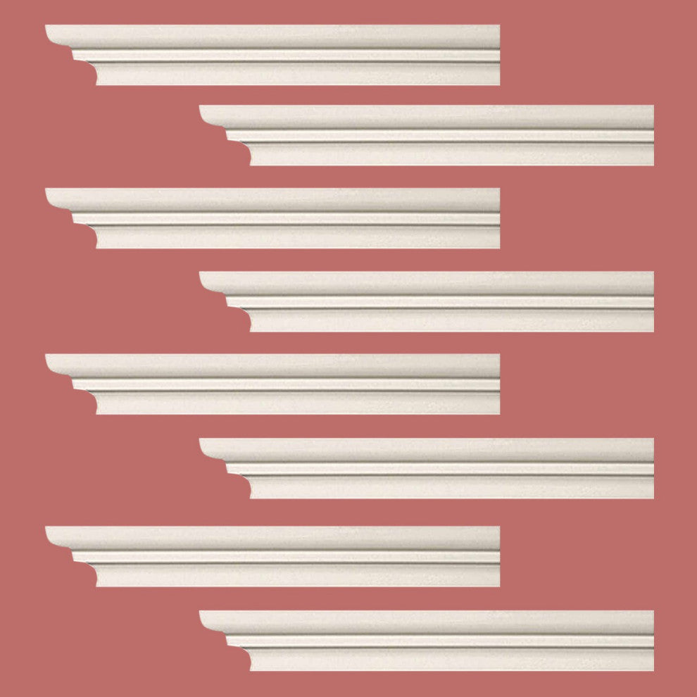 Cornice White Urethane Papillon Simple Design 8 Pieces Totaling 752" Length