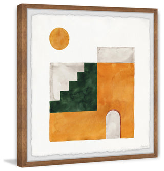 "Green Stairway" Framed Painting Print, 24x24